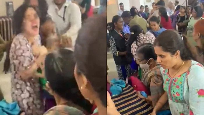 بنگلورو میں ڈسکاؤنٹ سیل کے دوران خواتین ساڑھی کے لیے اپنے بال پکڑ کر جھگڑنے لگے