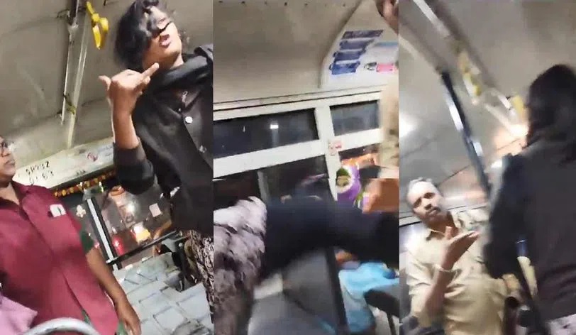 حیدر آباد : بس میں کنڈکٹر سے خاتون کی بد کلامی اور لات مارنے کی ویڈیو وائرل