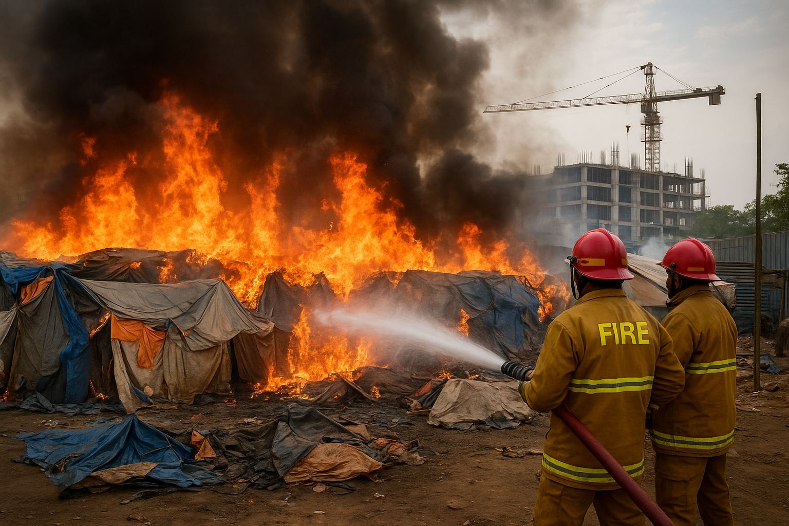 حیدرآباد: چندا نگر میں کنسٹرکشن کمپنی کے کیمپ میں لگی آگ 