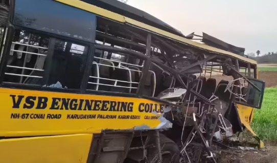تمل ناڈو کے کرور میں ٹرین اور کالج بس میں تصادم، 20 سے زائد طلبہ زخمی
