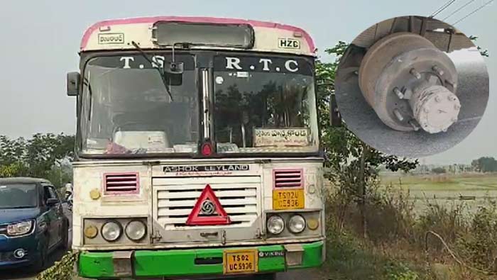 تلنگانہ میں کرائے پر لی گئی TSRTC بس کے ٹائر درمیانی سفر میں نکل گئے 