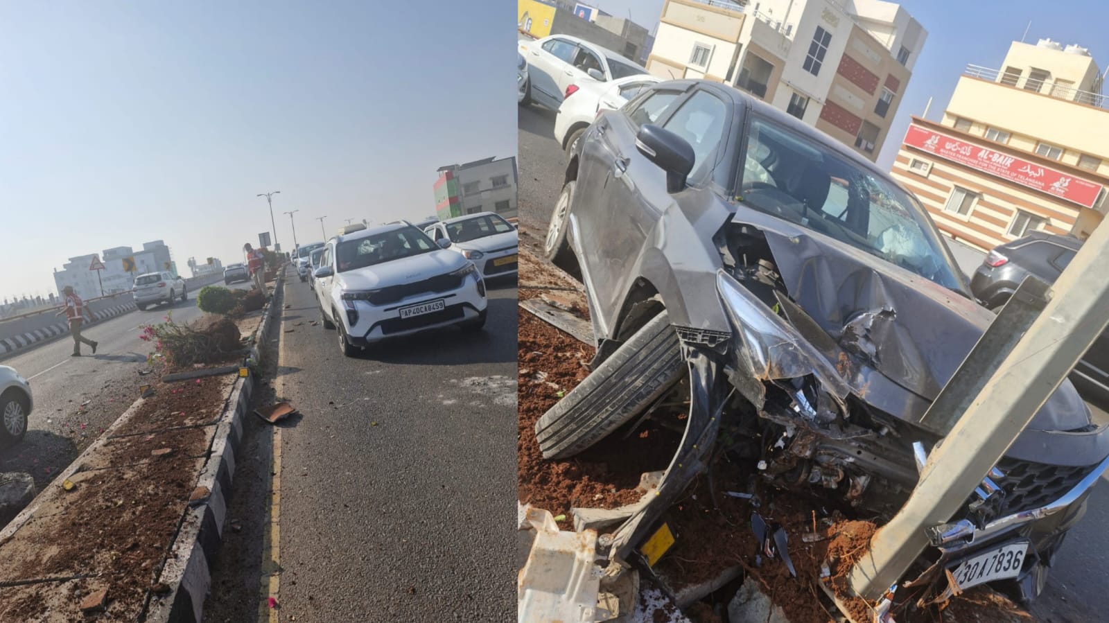 حیدرآباد: پی وی این آر فلائی اوور پر کار حادثہ، ٹریفک جام