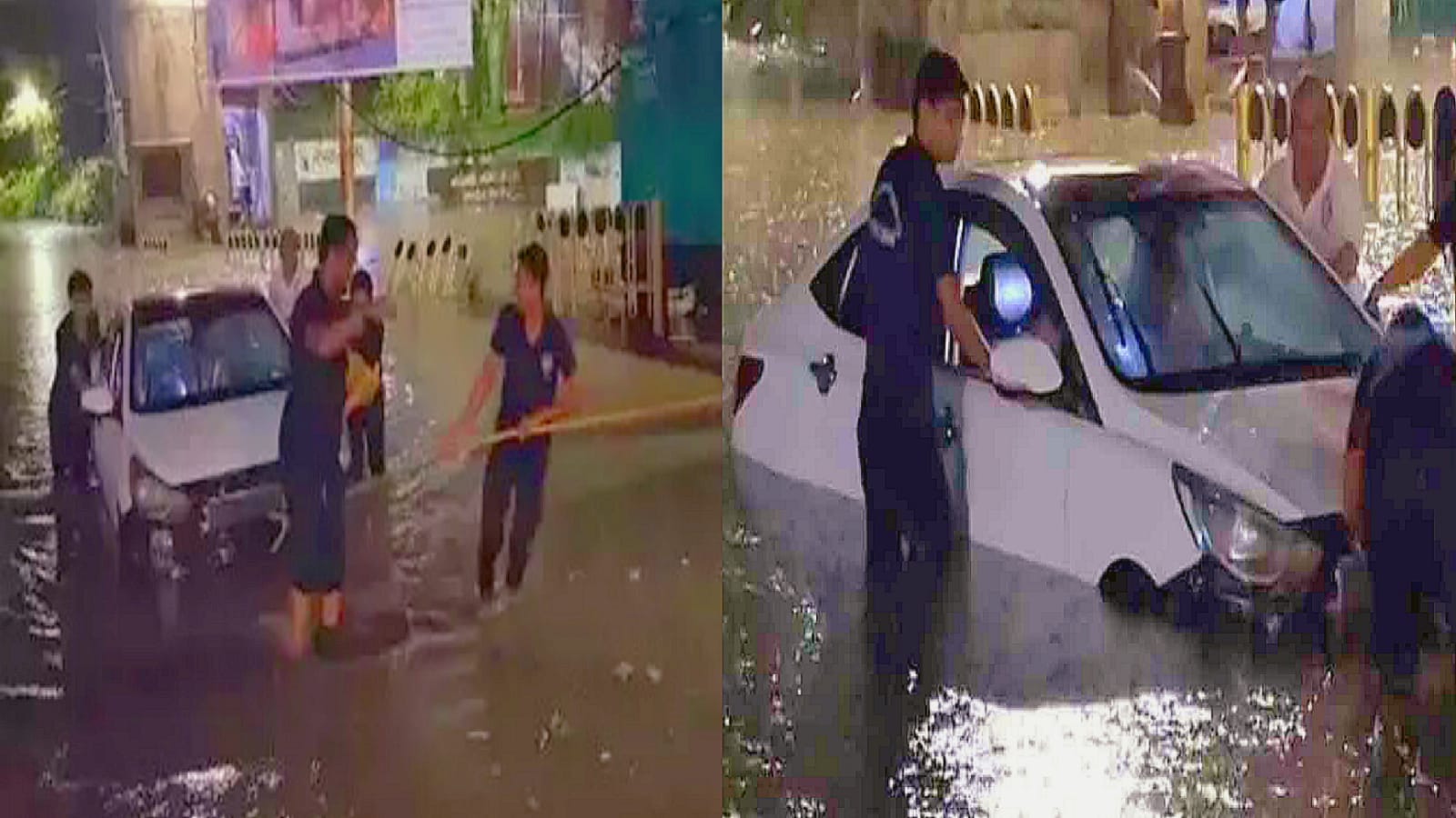 گجرات میں شدید بارش کے دوران انڈر پاس میں پھنسی کار، 4 افراد کو بچا لیا گیا