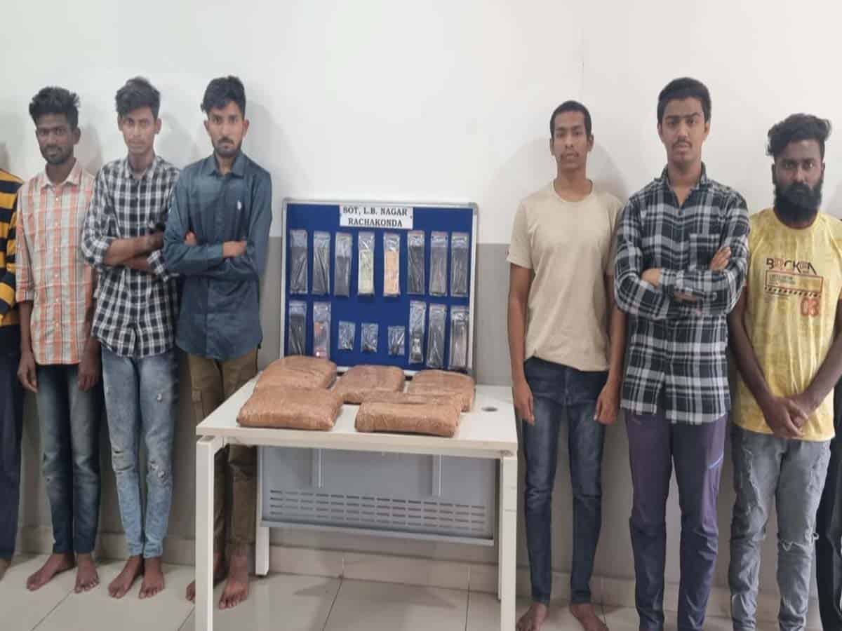 حیدرآباد میں گانجہ اسمگلنگ کے الزام میں 8 مجرم  گرفتار