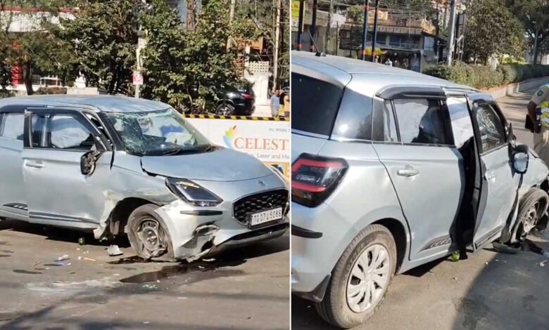 حیدرآباد : فلم نگر مین روڈ پر تیز رفتار کار پلٹ گئی، مکین موقع سے فرار