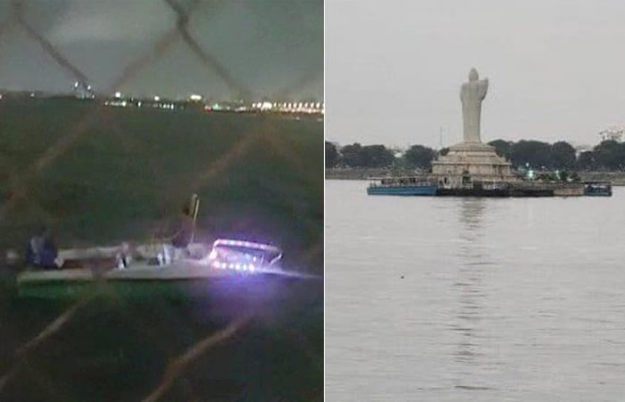 حیدرآباد میں بارش کے دوران بڑے حادثات ٹل گئے، ٹینک بنڈ میں سیاحوں کو لے جانے والی کشتی بے قابو 