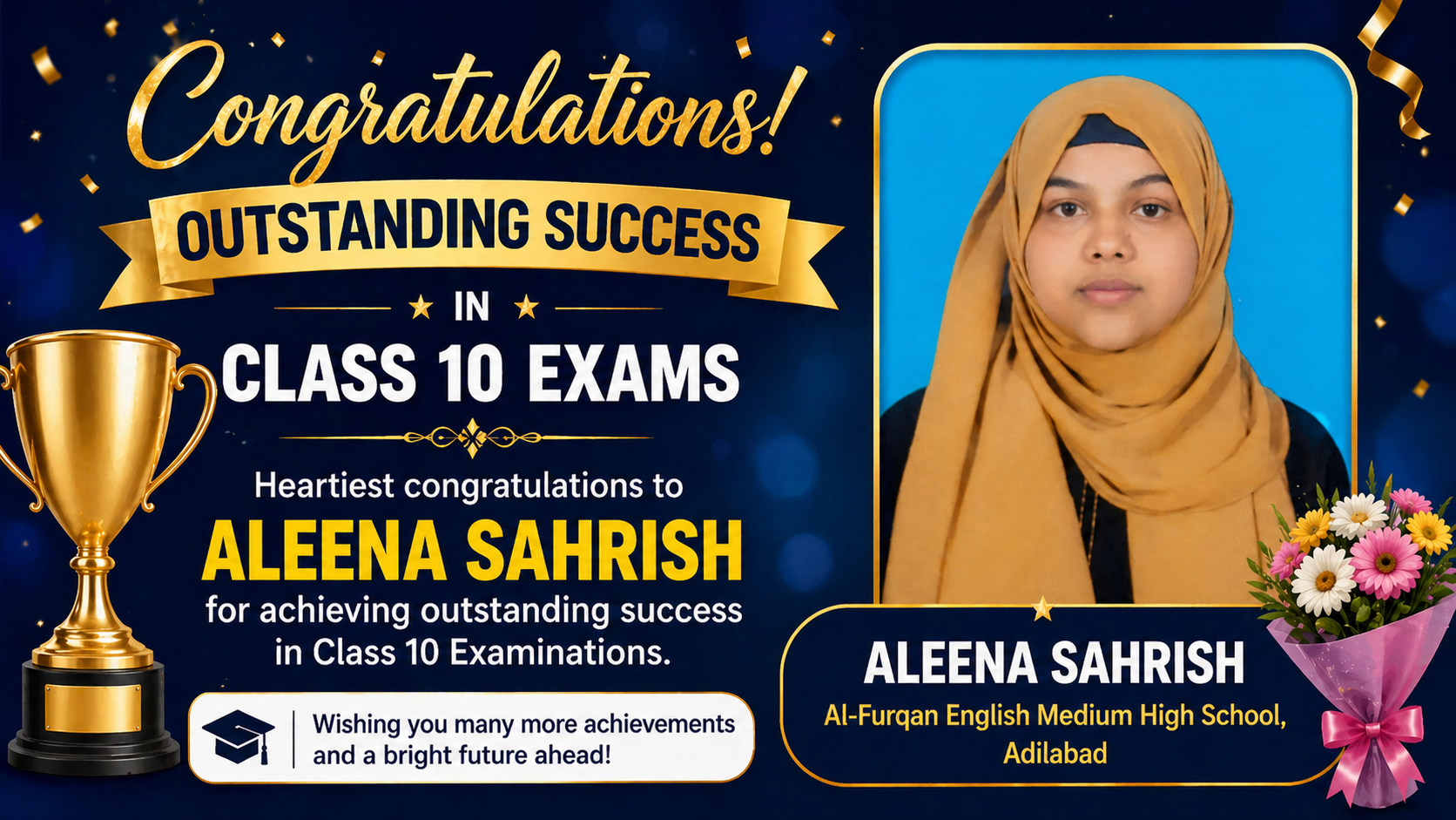 علینہ سحرش کی دسویں جماعت میں شاندار کامیابی، اہلِ خانہ میں خوشی کی لہر