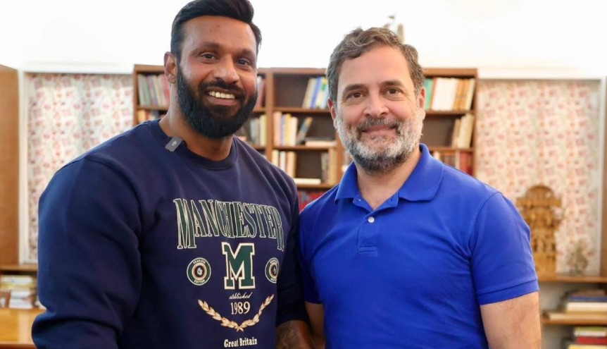 مسلم دکاندار کے دفاع پر مشہور ہونے والے دیپک کمار کی راہل گاندھی سے ملاقات