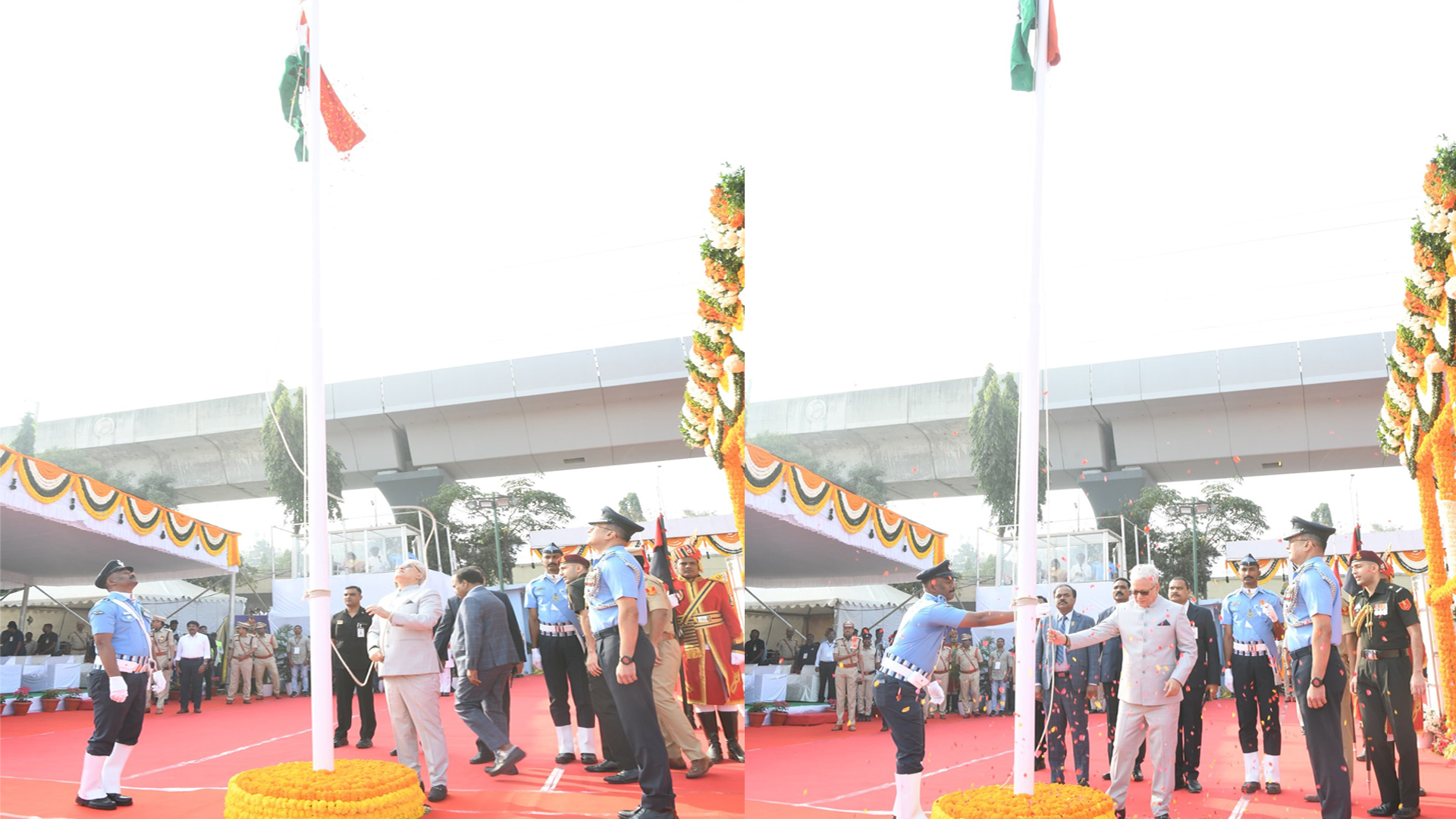 77 ویں یوم جمہوریہ پر تلنگانہ کے گورنر جشنو دیو ورما نے سکندرآباد  پریڈ گراؤنڈ میں قومی پرچم لہرایا