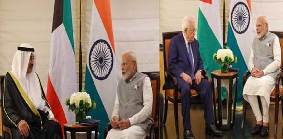 مودی نے کویت کے ولی عہد صباح، فلسطینی صدر عباس کے ساتھ دو طرفہ ملاقاتیں کیں