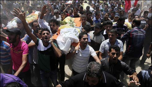 غزہ: اسرائیلی حملے میں شہیدکمسن فلسطینی بہن بھائی کی تدفین 