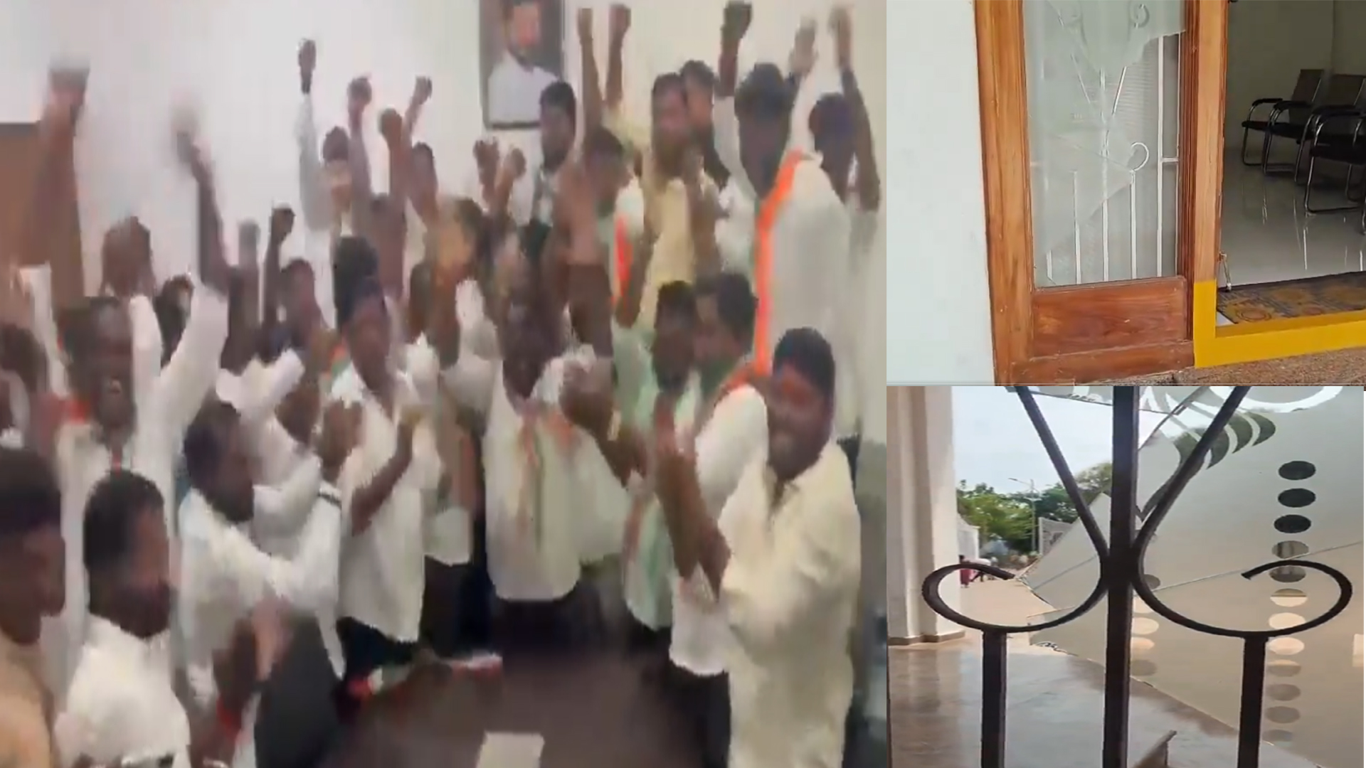 گجویل میں کشیدگی: کانگریس کارکنوں کا کے سی آر کی رہائش گاہ پر گھیراؤ، توڑ پھوڑ اور شدید احتجاج