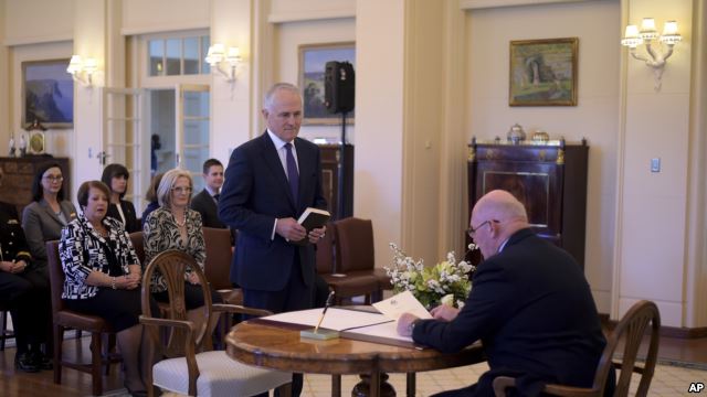 آسٹریلیا: میلکولم ٹرنبل نے بطور وزیراعظم حلف اٹھا لیا