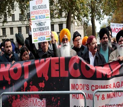 برطانیہ میں مودی کے حلاف احتجاجی مظاہرے