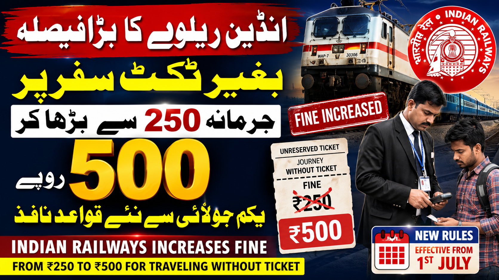 بغیر ٹکٹ سفر کرنے والوں کے لیے بری خبر، جرمانہ دوگنا