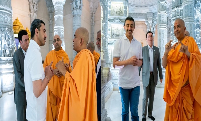 یو اے ای کے وزیر خارجہ شیخ عبداللہ بن زاید کا دہلی کے اکشر دھام مندر کا دورہ