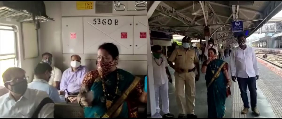 ممبئی کی میئر نے لوکل ٹرین میں سفر کیا مسافرین کو ماسک پہننے کی تلقین کی