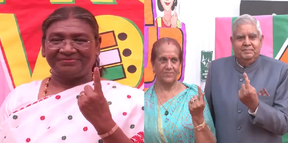 مرمو اور دھنکڑنے دہلی میں ووٹ ڈالے