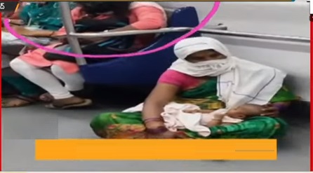 حیدرآباد:میٹرو ٹرین کے فرش پر خاتون بچہ کے ساتھ۔ویڈیو وائرل