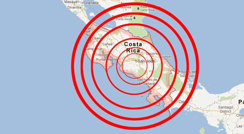 کوسٹا ریکا میں زلزلہ کے زبردست جھٹکے