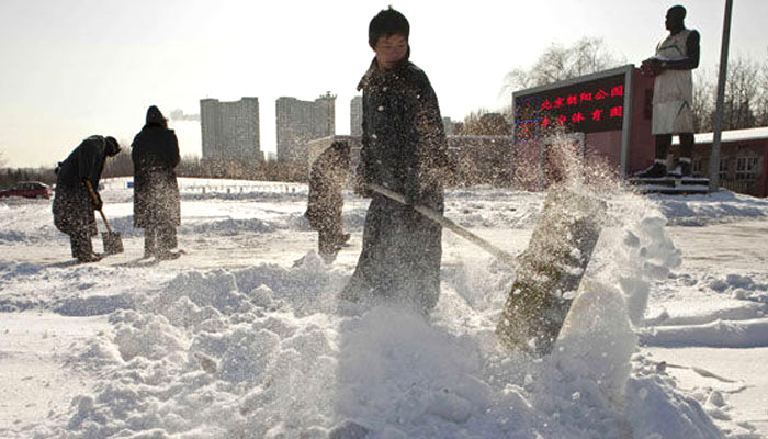 بھاری برفباری، برفیلے طوفان کے لئے چین میں 