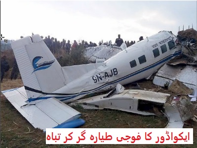 ایکواڈور کا فوجی طیارہ گر کر تباہ، 22 ​​افراد ہلاک 